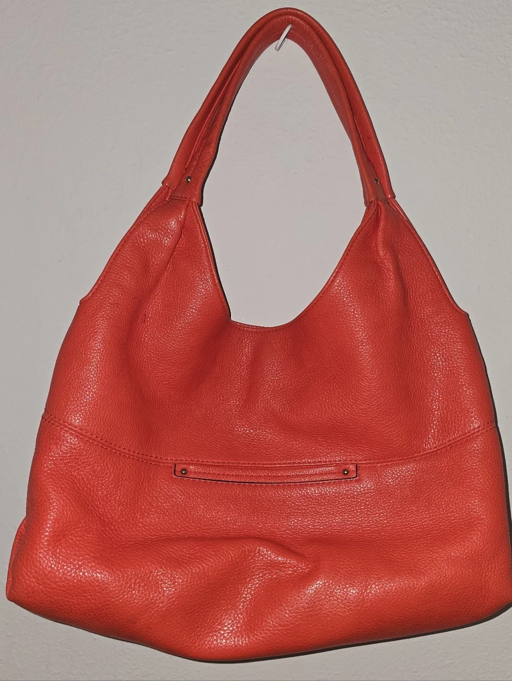 Michael Kors Large Red Pebbled Leather Hobo Shoulder Bag Gold Hardware